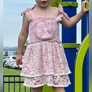 Ohlala couture toddler girl pink lace dress